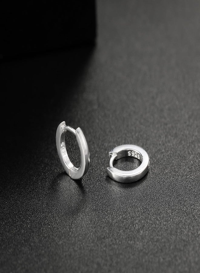 MOODEAR Small Hoop Huggie Earrings for Women 925 Sterling Silver 1.5mm Thick, Hypoallergenic Dainty Cartilage Earrings for Sensitive Ears, Trendy Everyday Jewelry Gift (10mm Inner Diameter) - Image 4